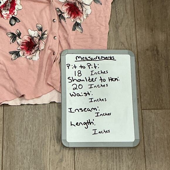 White House Black Market Half Snap Button Floral Pink Women's Cardigan Size S - Picture 8 of 8